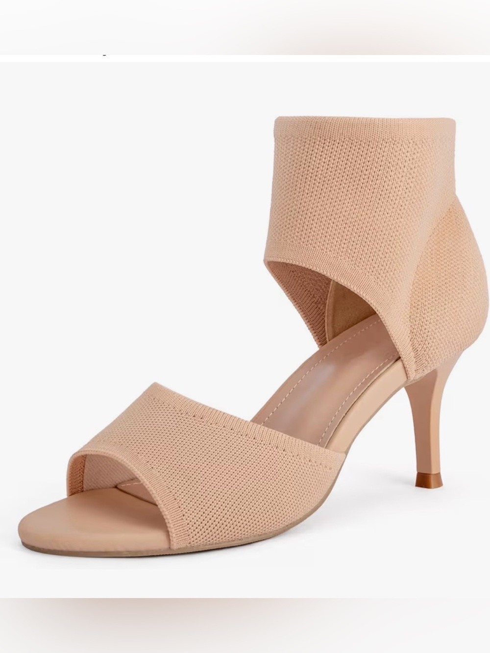 Nude Knit Peep Toe Heeled Sandals Size 8.5
